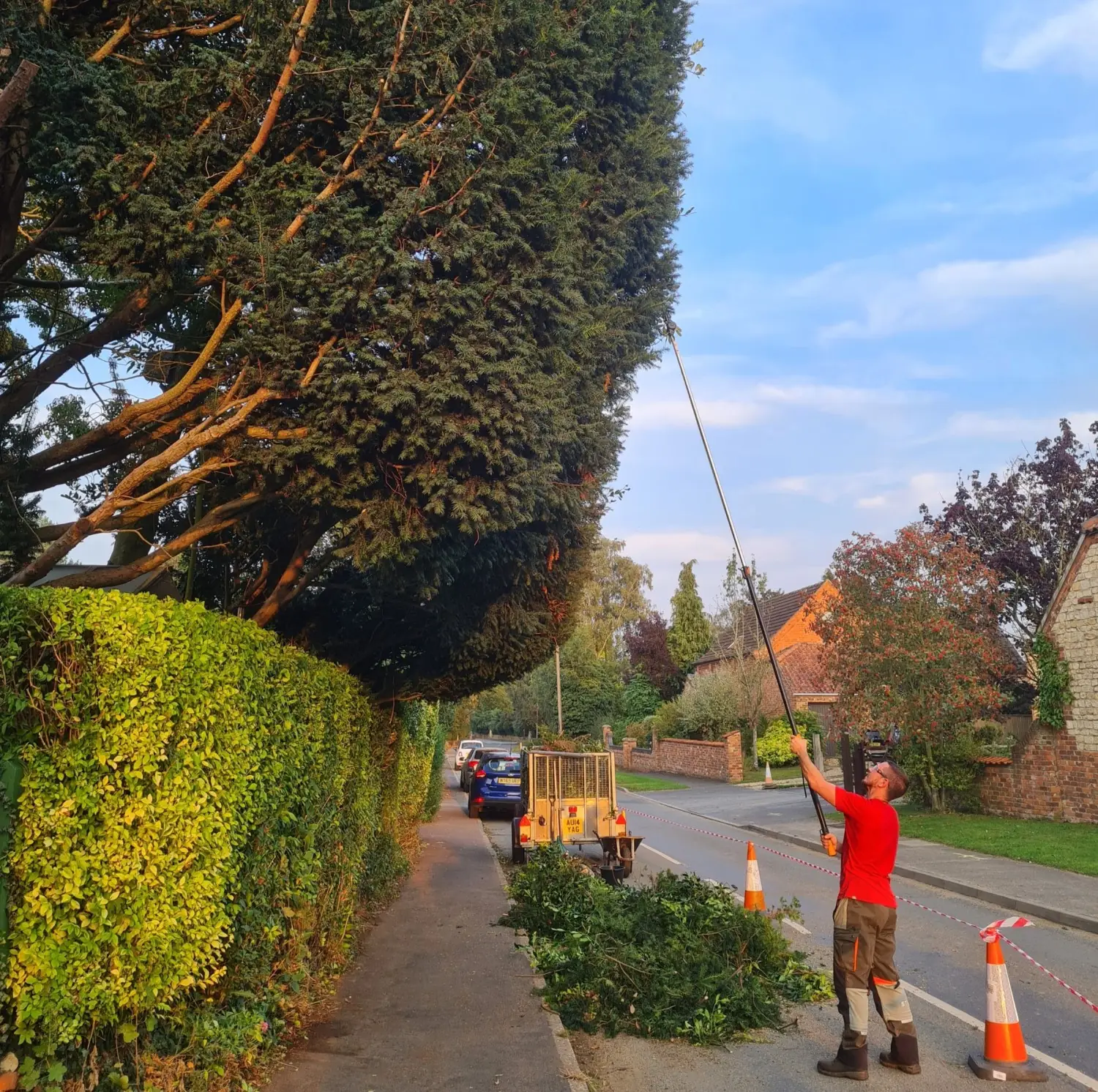 Roadside crown lifting near Lincoln