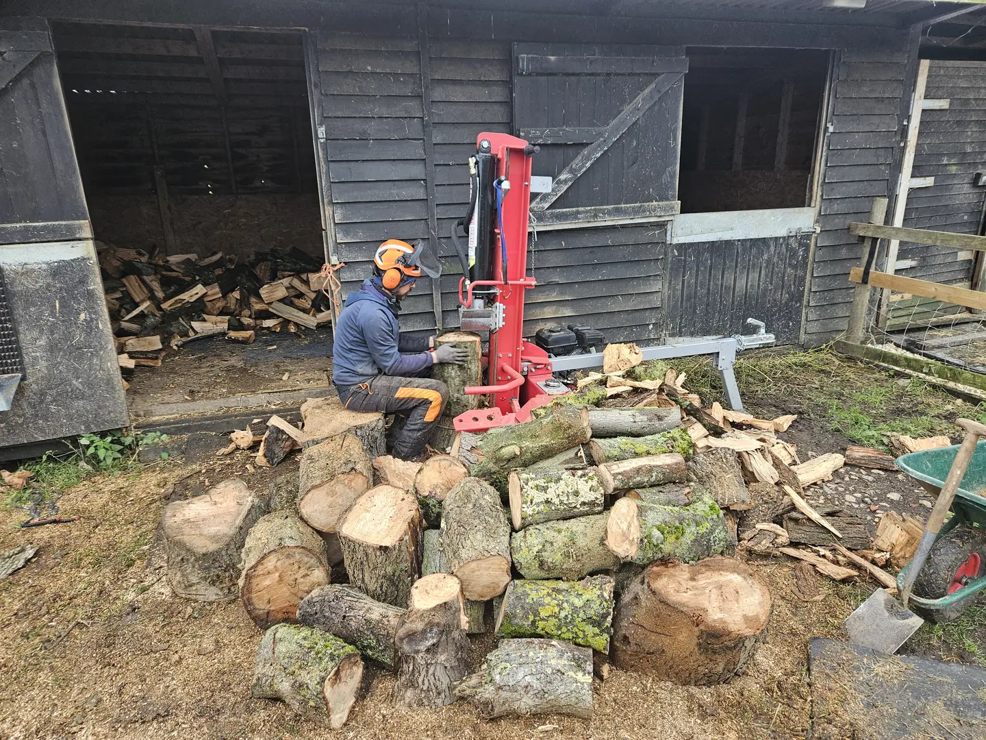 Processing cordwood back at the yard