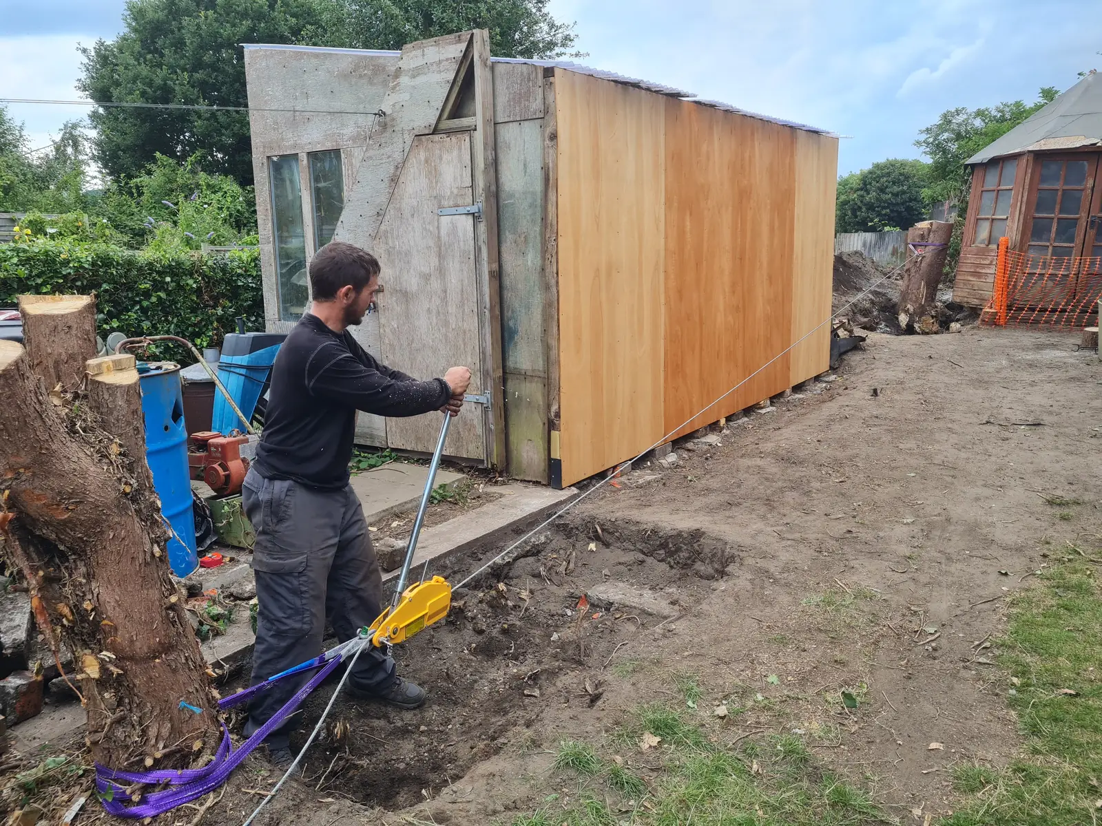 A timber planter being built on site